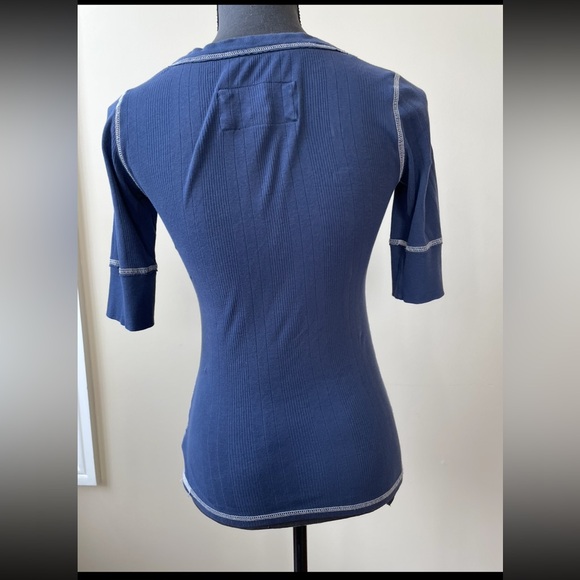 2000’S Y2K ERA VINTAGE ABERCROMBIE & FITCH - Blue Fitted 3/4 Sleeve Shirt - M - Picture 5 of 9